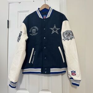NFL Dallas Cowboys Navy and White Varsity Jacket